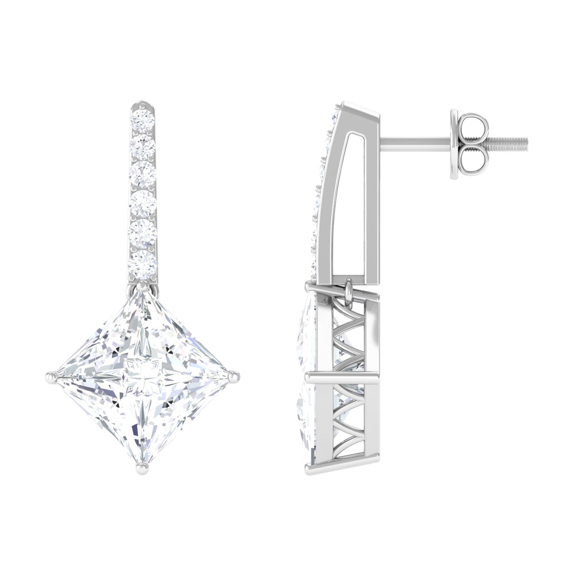 Sparkanite Jewels-Princess Cut Moissanite Drop Earrings