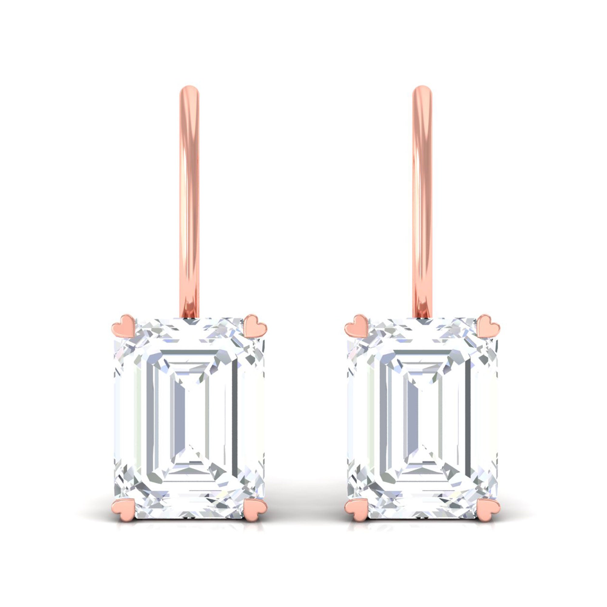 Sparkanite Jewels-Minimal Emerald Cut Moissanite Drop Earrings