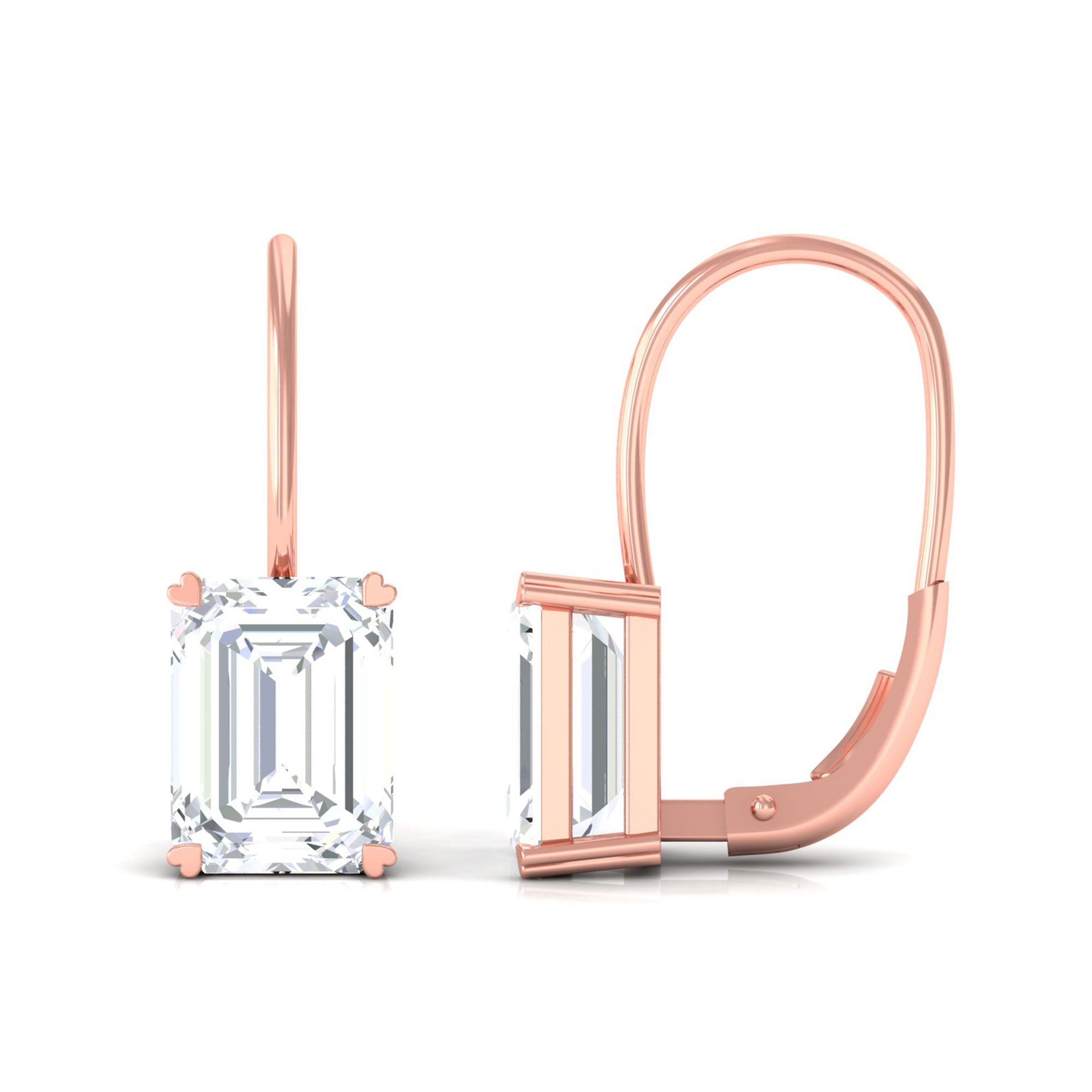 Sparkanite Jewels-Minimal Emerald Cut Moissanite Drop Earrings