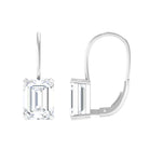 Minimal Emerald Cut Moissanite Drop Earrings D-VS1 - Sparkanite Jewels