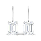 Minimal Emerald Cut Moissanite Drop Earrings D-VS1 - Sparkanite Jewels