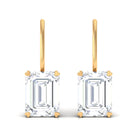 Minimal Emerald Cut Moissanite Drop Earrings D-VS1 - Sparkanite Jewels