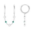 Sparkanite Jewels-Certified Moissanite Chain Hoop Earrings with Emerald