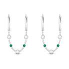 Sparkanite Jewels-Certified Moissanite Chain Hoop Earrings with Emerald