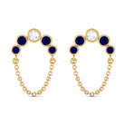 Sparkanite Jewels-Certified Moissanite Drop Chain Earrings with Blue Sapphire