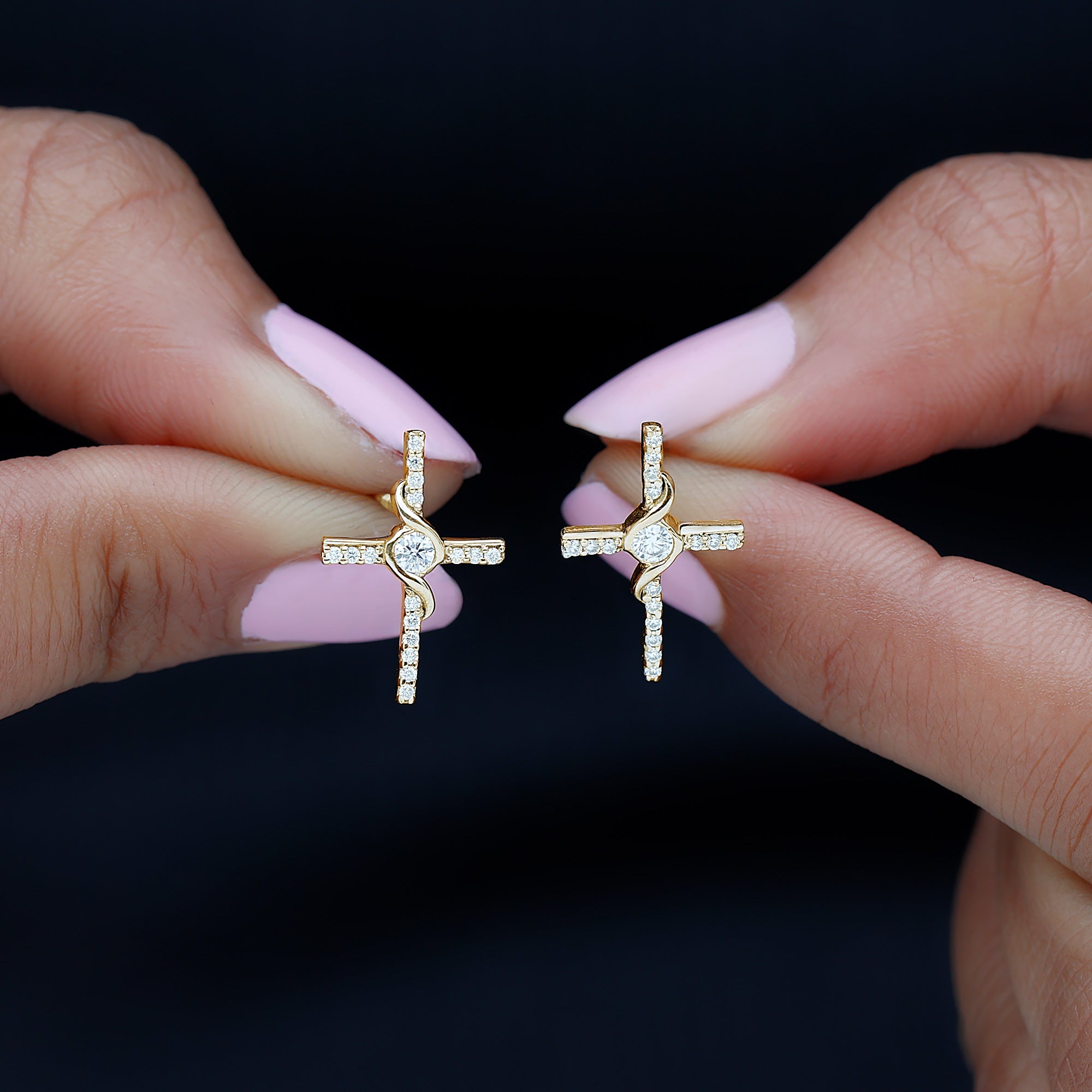 Sparkanite Jewels-Certified Moissanite Cross Stud Earrings