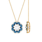 Sparkanite Jewels-Moissanite Pendant Necklace with London Blue Topaz Halo