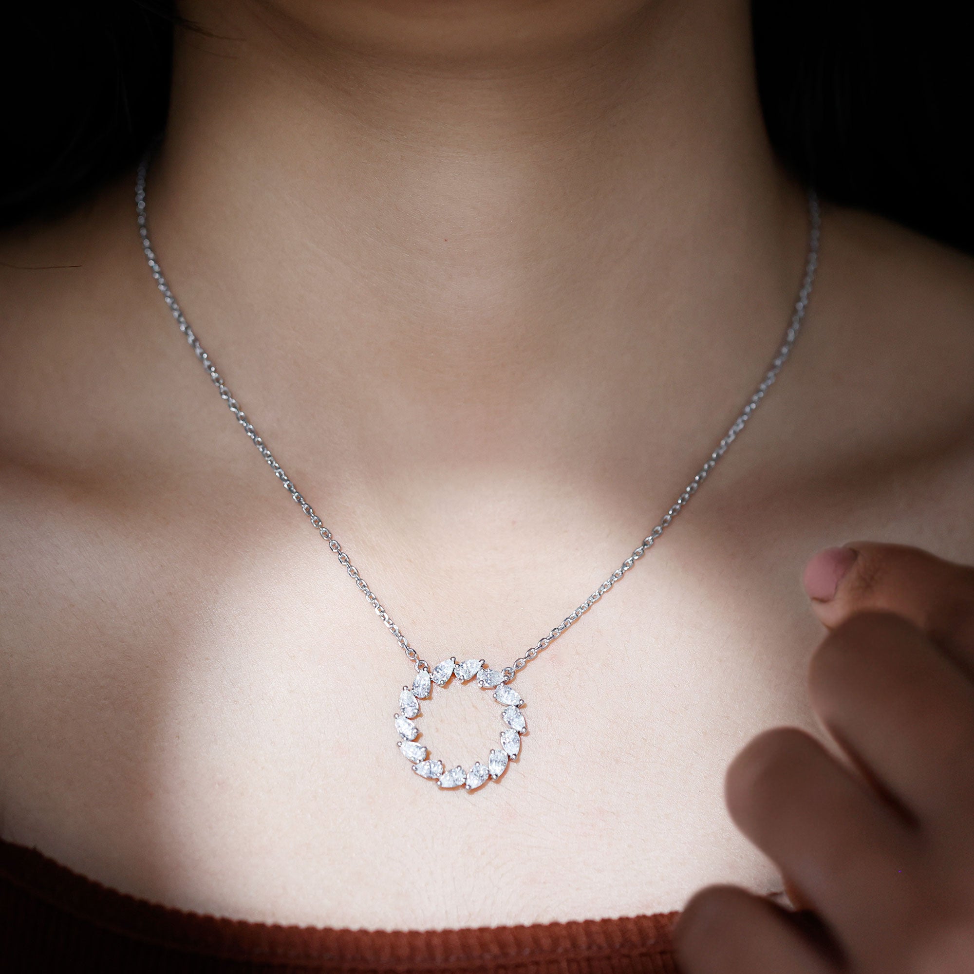 Sparkanite Jewels-Pear Shape Moissanite Eternity Necklace