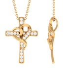 Sparkanite Jewels-Minimal Cross Heart Pendant Necklace with Certified Moissanite