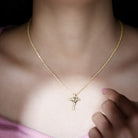 Sparkanite Jewels-Minimal Cross Heart Pendant Necklace with Certified Moissanite