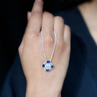 Sparkanite Jewels-Contemporary Moissanite Pendant with Lab Grown Blue Sapphire