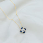 Sparkanite Jewels-Contemporary Moissanite Pendant with Lab Grown Blue Sapphire