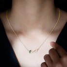 Sparkanite Jewels-Moissanite Infinity Silver Necklace with Lab Created Emerald