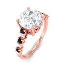 Sparkanite Jewels-Solitaire Moissanite Engagement Ring with Black Diamond Side Stones