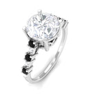 Sparkanite Jewels-Solitaire Moissanite Engagement Ring with Black Diamond Side Stones