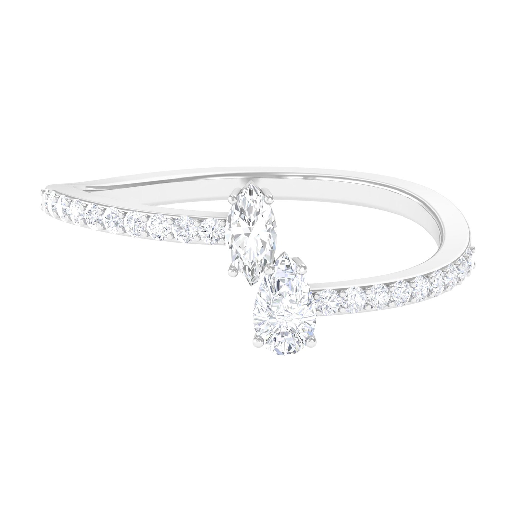 Sparkanite Jewels-Minimal Certified Moissanite Two Stone Promise Ring