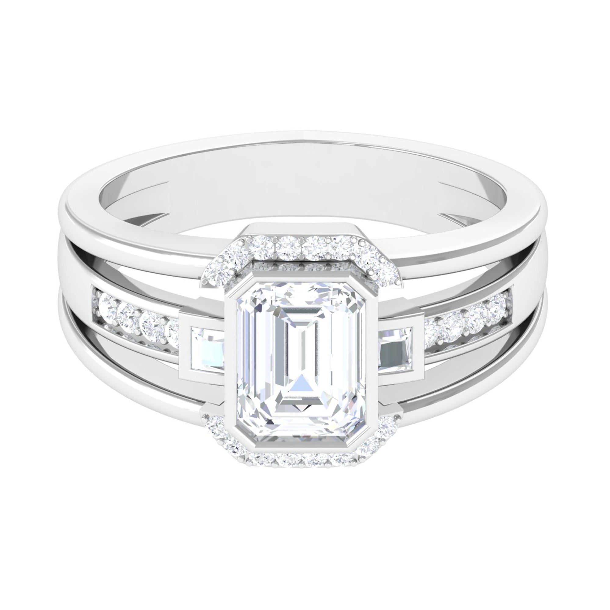 Sparkanite Jewels-Emerald Cut Moissanite Statement Engagement Ring for Men