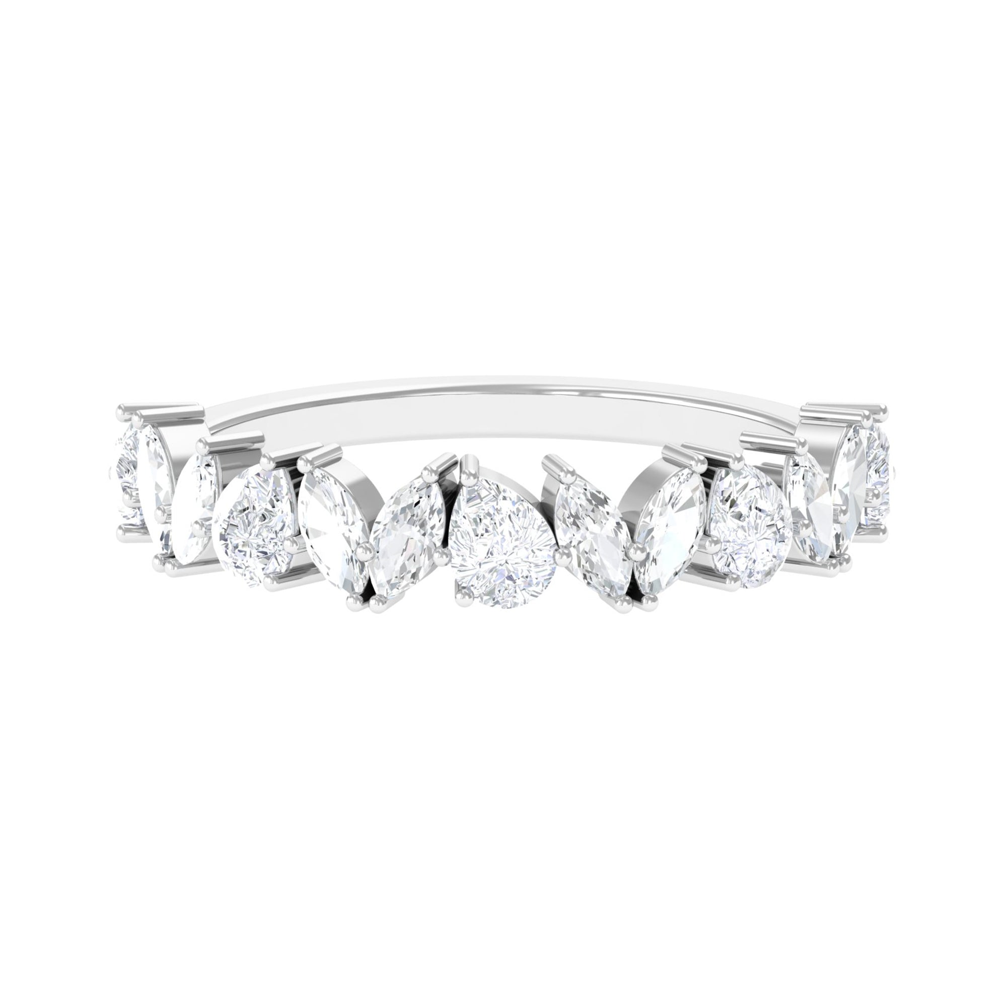 Minimal Half Eternity Ring with Certified Moissanite D-VS1 - Sparkanite Jewels