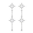 Star Dangle Chain Earrings with Certified Moissanite D-VS1 - Sparkanite Jewels